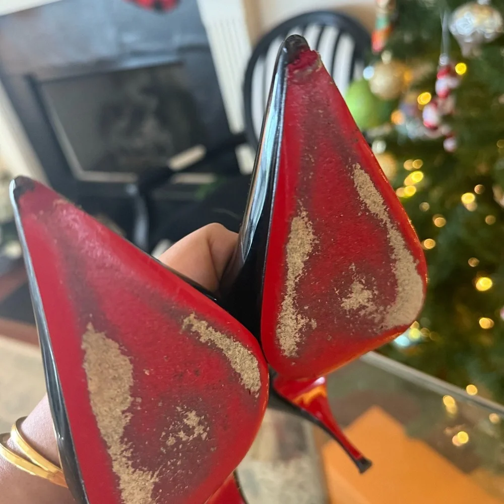 Christian Louboutin Black Patent Slingback Heels - Picture 5 of 9